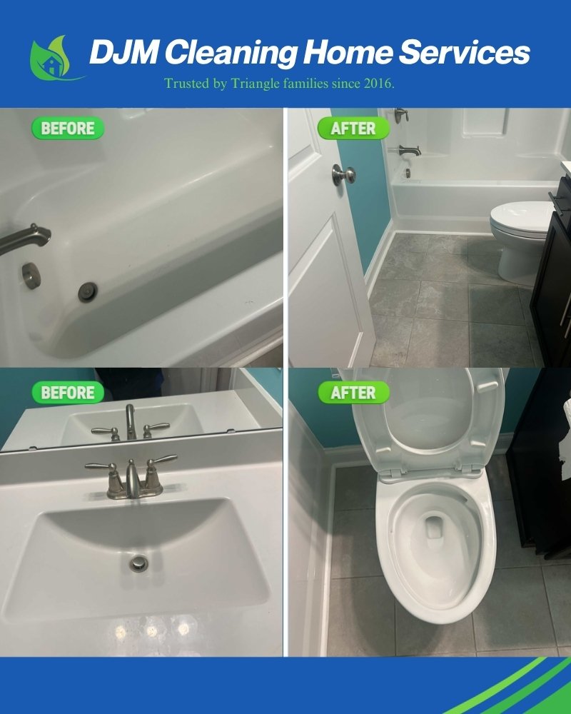 Before and after: Tub, sink and toilet detail - DJM Cleaning Home Services