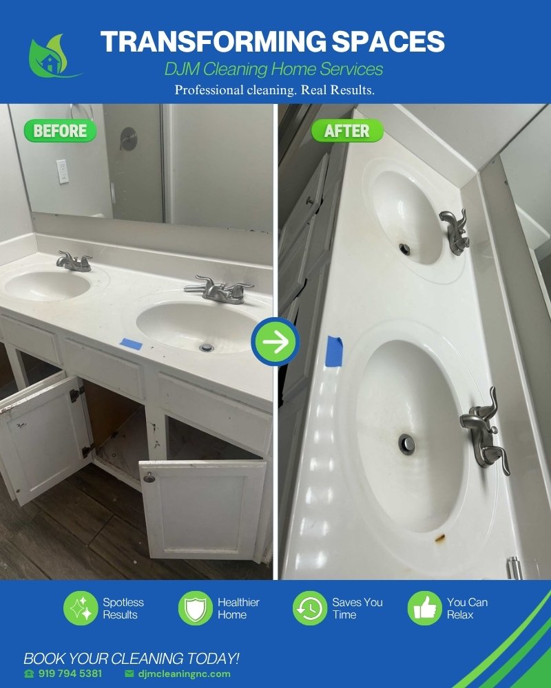 Before and after: Bathroom vanity - DJM Cleaning Home Services