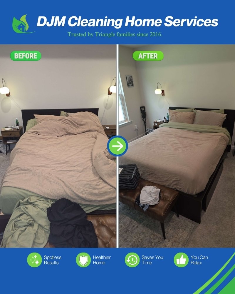 Before and after: Bedroom reset - DJM Cleaning Home Services